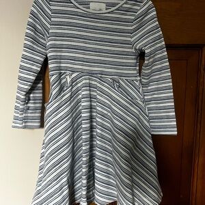 Vignette Striped Kids Dress in navy and White